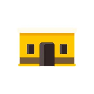 Yellow building icon representing a simple adobe house Stock Illustration