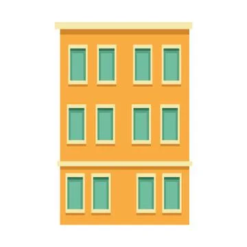 Yellow building with windows icon Ilustración de archivo