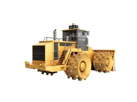 Yellow Bulldozer 3d render no shadow Stock Illustration