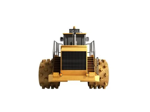 Yellow Bulldozer back 3d render no shadow Stock Illustration