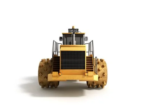 Yellow Bulldozer back 3d render on white Stock Illustration