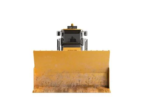 Yellow Bulldozer front 3d render no shadow Stock Illustration