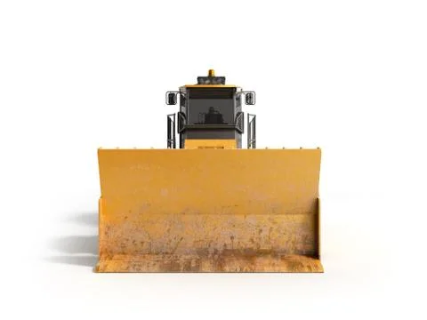Yellow Bulldozer front 3d render on white Stock Illustration