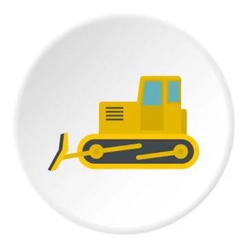 Yellow bulldozer icon circle Stock Illustration