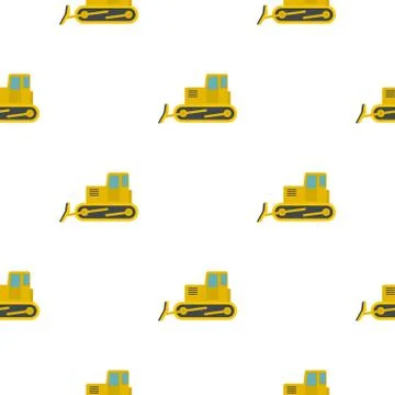 Yellow bulldozer pattern flat Stock Illustration