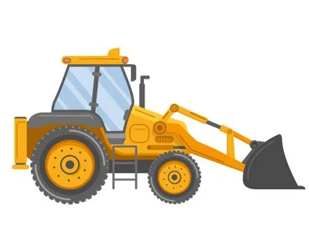 Yellow bulldozer tractor. Construction machine. Manufacturing Equipment. Stock Illustration