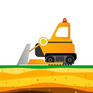 Yellow bulldozer on white background. Mining industry. Stock-Illustration