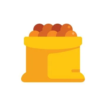 Yellow burlap sack overflowing with round orange fruits Stock Illustration