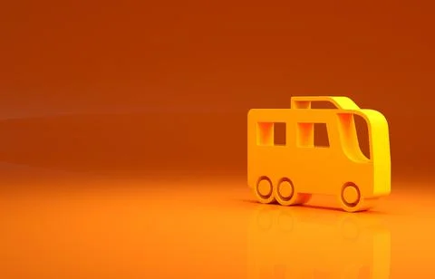 Yellow Bus icon isolated on orange background. Transportation concept. Bus tour Stock Illustration