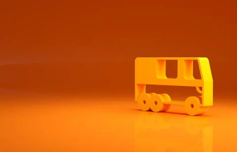 Yellow Bus icon isolated on orange background. Transportation concept. Bus tour Stock Illustration