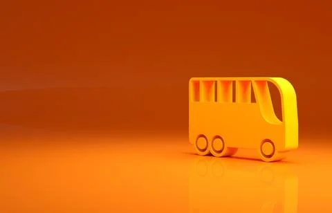 Yellow Bus icon isolated on orange background. Transportation concept. Bus tour Stock Illustration
