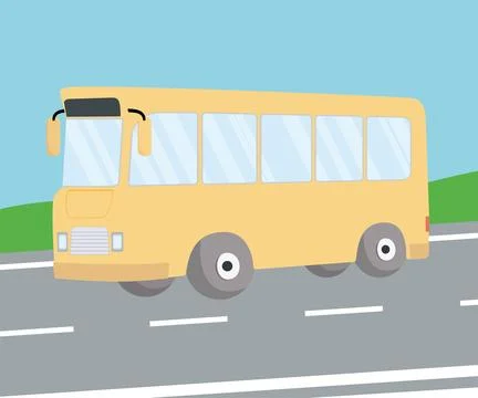 Yellow bus on the road. Vector illustration. Stock Illustration