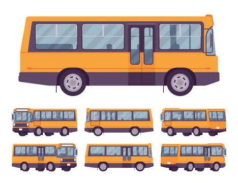 Yellow bus set Stock Illustration