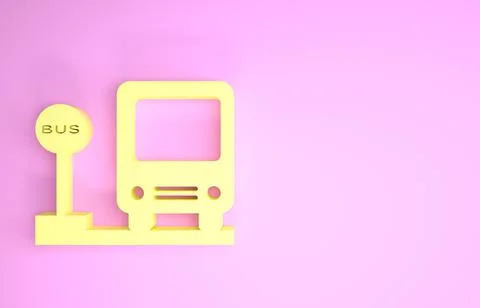Yellow Bus stop icon isolated on pink background. Transportation concept. Bus Stock Illustration