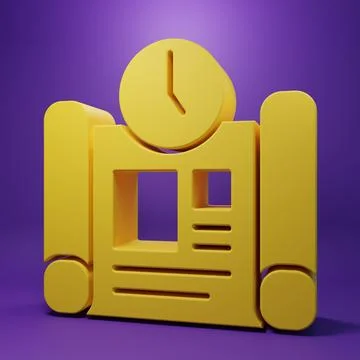 Yellow Business project time plan icon isolated on purple background. Minim.. Stock Illustration