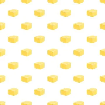 Yellow butter cubes creating seamless food pattern Stock Illustration