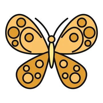 Yellow butterfly flat linear icon vector illustration 스톡 일러스트