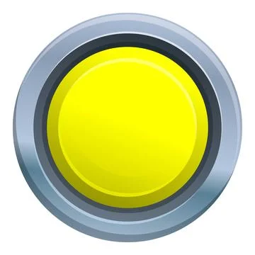 Yellow button embedded in a metallic circular frame Stock Illustration