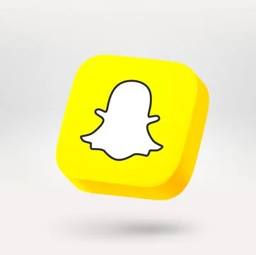 Yellow button with ghost silhouette. 3d vector icon isolated on white backg.. Illustrazione stock