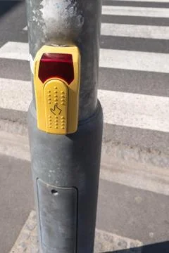 Yellow Button Pedestrian Crossing Stock Photos