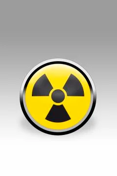 Yellow button showing nuclear power sign, close up Stock Illustration