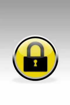 Yellow button showing padlock sign, close up Stock Illustration