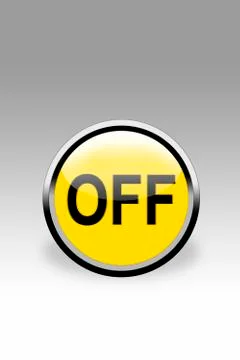 Yellow button showing off sign, close up Stock Illustration