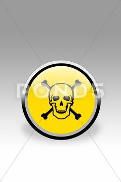 Yellow button showing warning sign, close up Stock Illustration