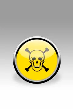 Yellow button showing warning sign, close up Stock Illustration
