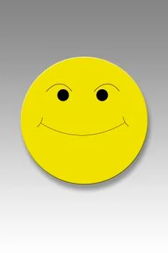 Yellow button with smiley face against grey background Stock Illustration