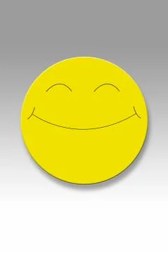 Yellow button with smiley face against grey background Stock Illustration