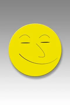 Yellow button with smiley face against grey background Stock Illustration