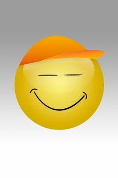 Yellow button with smiley face against grey background Stock Illustration