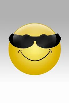 Yellow button with smiley face against grey background Stock Illustration