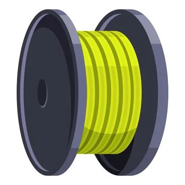 Yellow cable on spool wrapped around coil for electrical engineering projects Stock Illustration