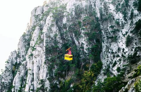 Yellow cable way 스톡 사진