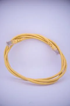 Yellow Cable on White Background Stock Photos