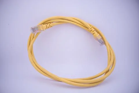 Yellow Cable on White Background Stock Photos