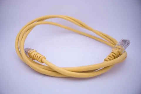 Yellow Cable on White Background Stock Photos