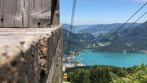 Yellow cablecar in austrian alps Video stock 92209905