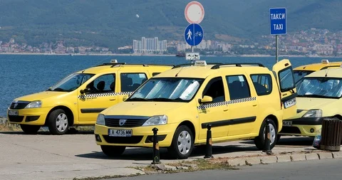 Yellow Cabs In Bulgaria Stock Footage 125665692