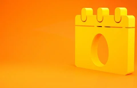 Yellow Calendar with Easter egg icon isolated on orange background. Spring Ch Ilustración de archivo