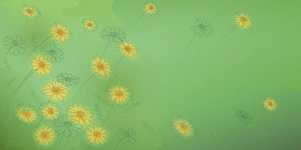 Yellow camomile flower in the garden vector illustration digital watercolor.. Stock Illustration