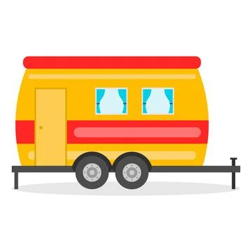 Yellow camper trailer vector illustration industrial recreational vehicle Ilustración de archivo