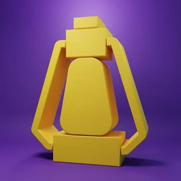 Yellow Camping lantern icon isolated on purple background. Happy Halloween .. Illustration