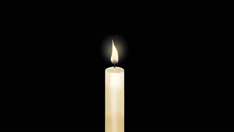Yellow candle flickering flame hand drawn animation, Memorial,  4K Video stock 153618296