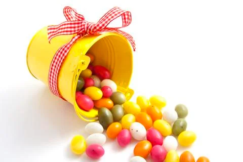 Yellow candy bucket Stock Photos