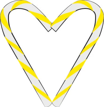 YELLOW CANDY CANE (Cartoon vector graphic yellow candy cane Christmas holiday) Stock Illustration