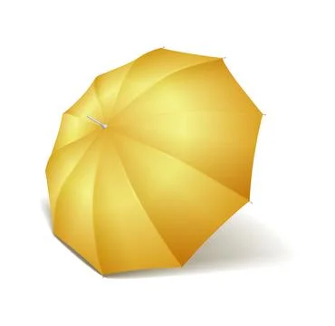 Yellow cane umbrella casting soft shadow realistic illustration Stock Illustration