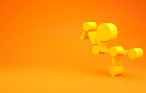 Yellow Cannabis molecule icon isolated on orange background. Cannabidiol mole Stock Illustration